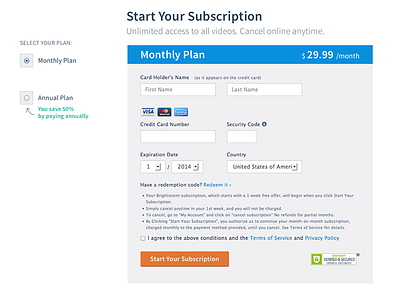 Pricing Page - Subscribe (Monthly Plan)