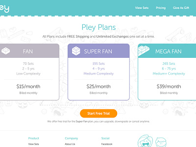 Pricing Plans bright color ui flat ui pricing plans
