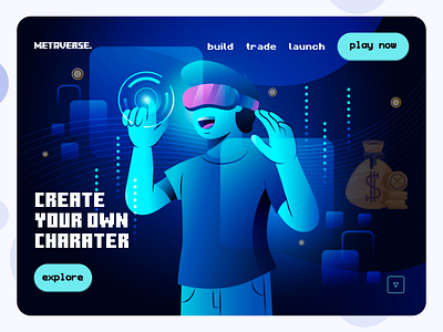 Metaverse Game landing page Design app branding crypto currency design game graphic design icon illustration logo meta metaverse typography ui ux vector