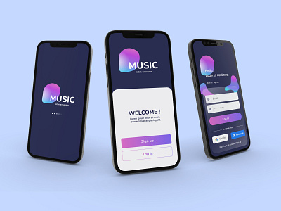 Mobile App Login/Sign-up app glassmorphism gradient graphic design login mobile music music player password register sign in sign up ui