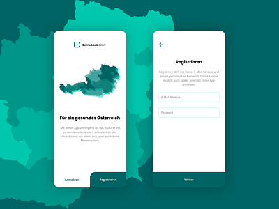 Pandemic Health App app austria corona coronavirus green health health app health care healthcare login login form map mobile nature pandemic product product design register registration registration form