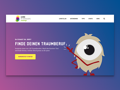 Lehre Vorarlberg - Preview banner call to action eye header hero image illustration jobs mainstage ui user interface ux youth