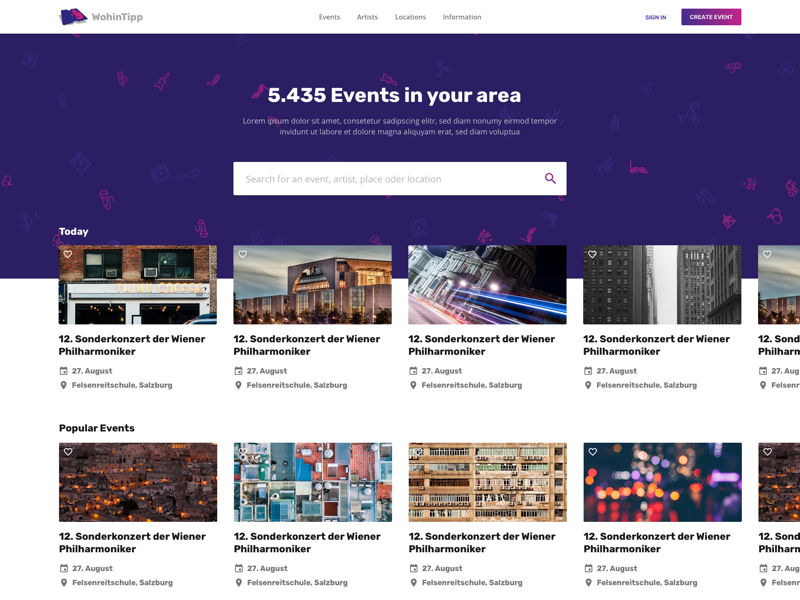 Events UI/UX - Homepage Search by Julian on Dribbble