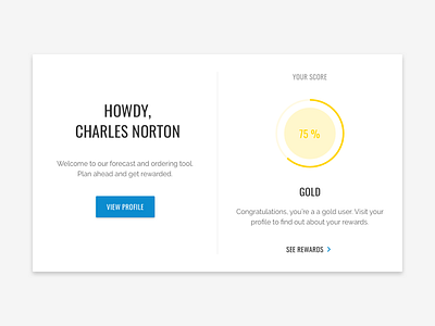 Dashboard profile rewards achievement card dashboard forecast highscore ordering tool profile reward score user