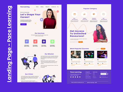 Online Course Landing Page - Learning Template courses design education illustration learning logo online courses ui web design