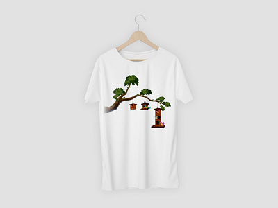 Tree bird t shirt branding design illustration logo t shirt vector