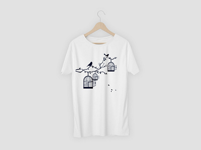 Bird cage t shirt branding design illustration logo t shirt vector