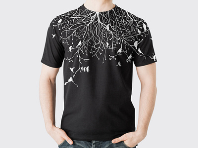 Bird tree t shirt branding design illustration logo t shirt vector
