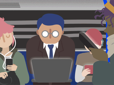 Tube commute animation commute crowd gif loop technology