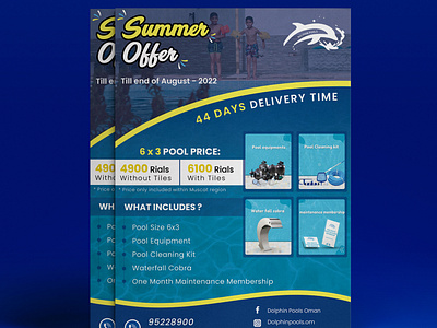 Summer Offer Flyer Design for Pool Construction Business. advertising animation branding design ecommerce branding facebook post graphic design graphicdesigner motion graphics poolparty postdesign summeroffer