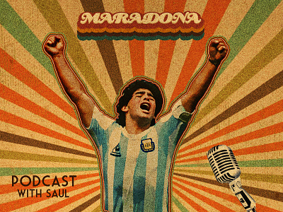 Maradona cover podcast branding design dribbbleweeklywarmup. graphic design retro vector