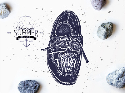 Enjoy travel time hand lettering illustration ink lettering letterpress vector