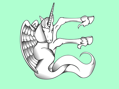 Pegacorn E alphabet initial letter pegacorn pegasus unicorn