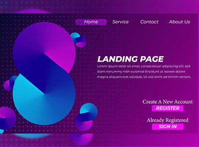 Landing Page template vector illustration abstract background bright digital gradient graphic design illustration interface landing landing page marketing modern page register template ui user interface ux vector webpage