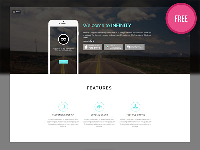 Infinity - Free Bootstrap Mobile App Template