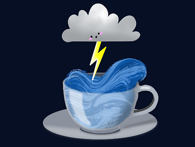 storm in a tea cup art illustration procreate