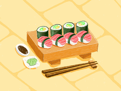 Sushi art food illustration illustration procreate
