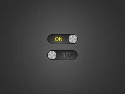 On - Off switch button metal off on switch ui yellow