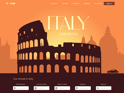 Silhouette for car rental landing page.