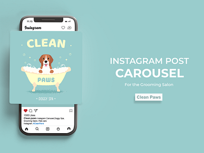 Instagram post carousel. advertising brand identity carouse character illustration dog dog illustration doggy spa grooming instagram instagram carousel design post salon social media