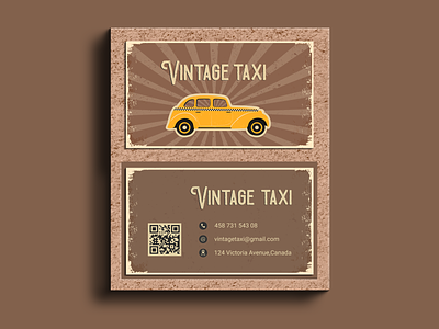 Business card for the taxi service. branding business business card design cab cabby car illustration card digital art graphic design identity marketing old car illustration promotion taxi taxi service typography vintage design visiting card yellow taxi