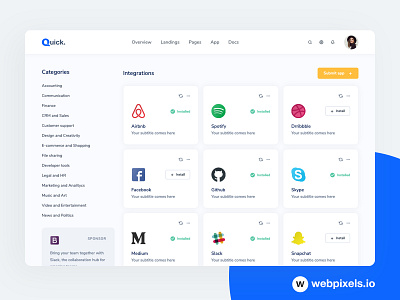 Quick - App Integrations Dashboard