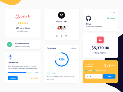Quick - 300+ fully-coded components admin panel analytics avatar bootstrap cards charts code components dashboad measure pricing rating stats template website
