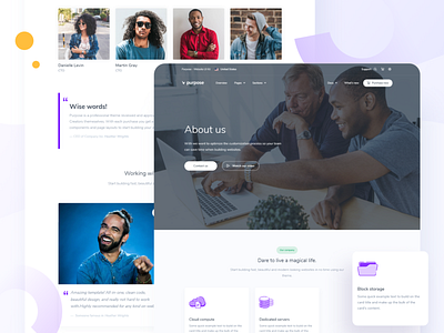 About us page from Purpose Website UI Kit bootstrap branding business layout template ui website