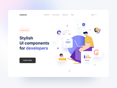 Coming Soon - Stylish UI components for developers application bootstrap component creative dashboard design design system pattern purposeui styleguide typogaphy ui website