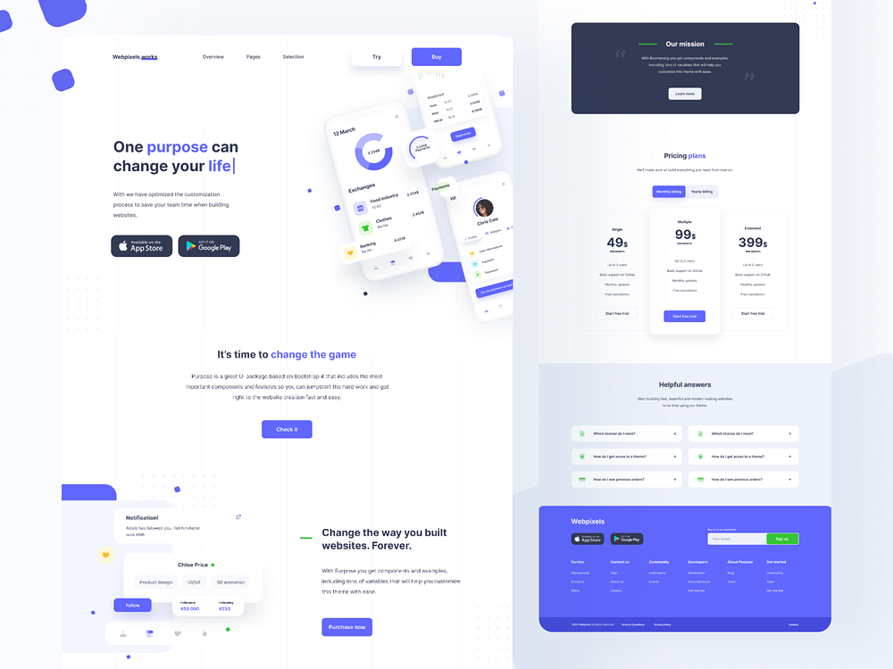 Mobile App Landing Page - Webpixels by Webpixels on Dribbble