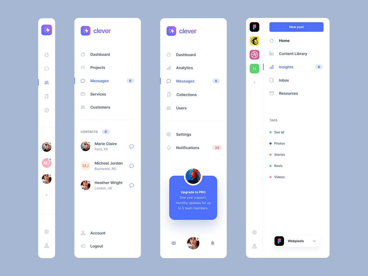 Sidebar Navigation Components - Webpixels by Webpixels on Dribbble
