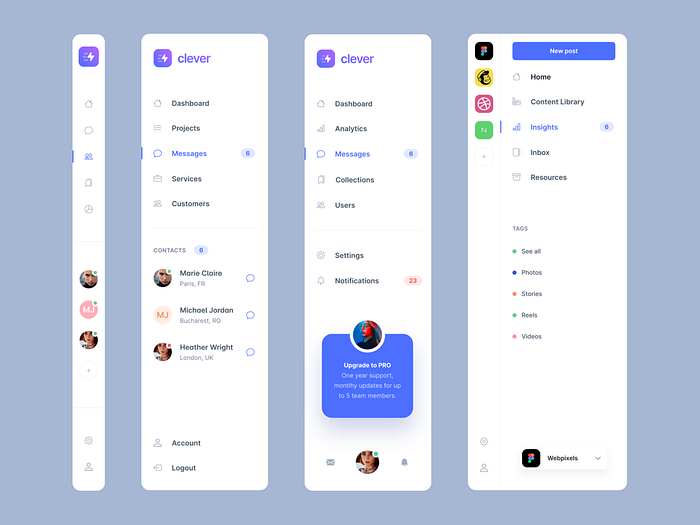 Sidebar Navigation Components - Webpixels by Webpixels on Dribbble
