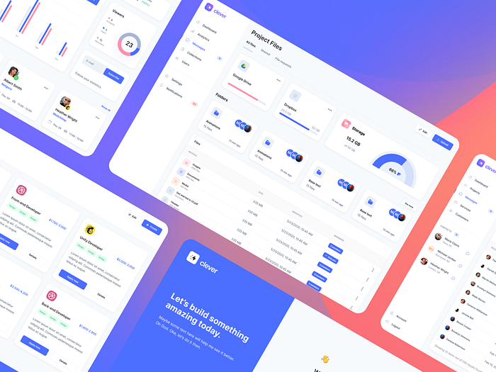 Web App Pages from Clever Dashboard UI Kit by Webpixels on Dribbble