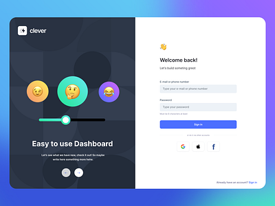 Login Screen from Clever UI Kit (Figma)