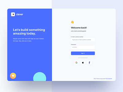 Login Screen - Clever Dashboard UI Kit