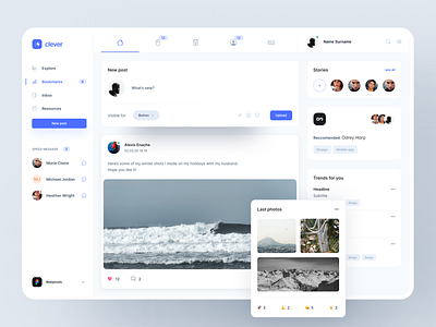 Social Wall in Clever Dashboard UI Kit