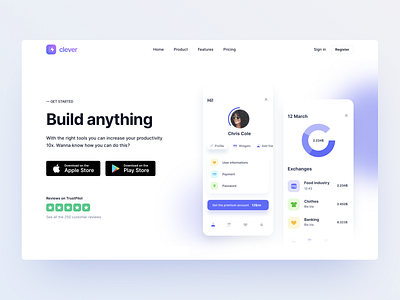 Hero Sections - Webpixels Components hero interface landing page mobile app design sections template theme ui website