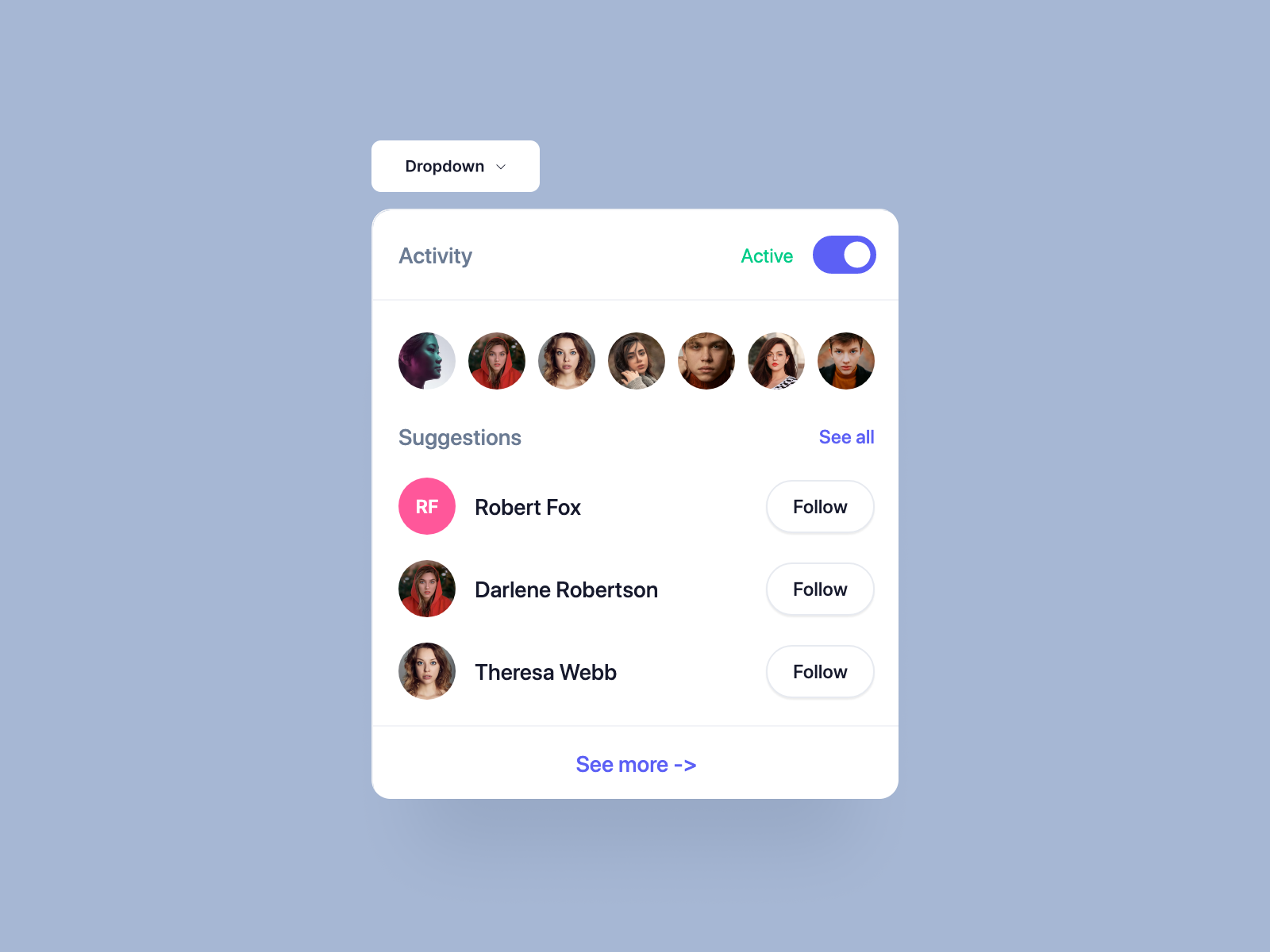 Dropdown Menu with Users List - Made by Webpixels by Webpixels on Dribbble