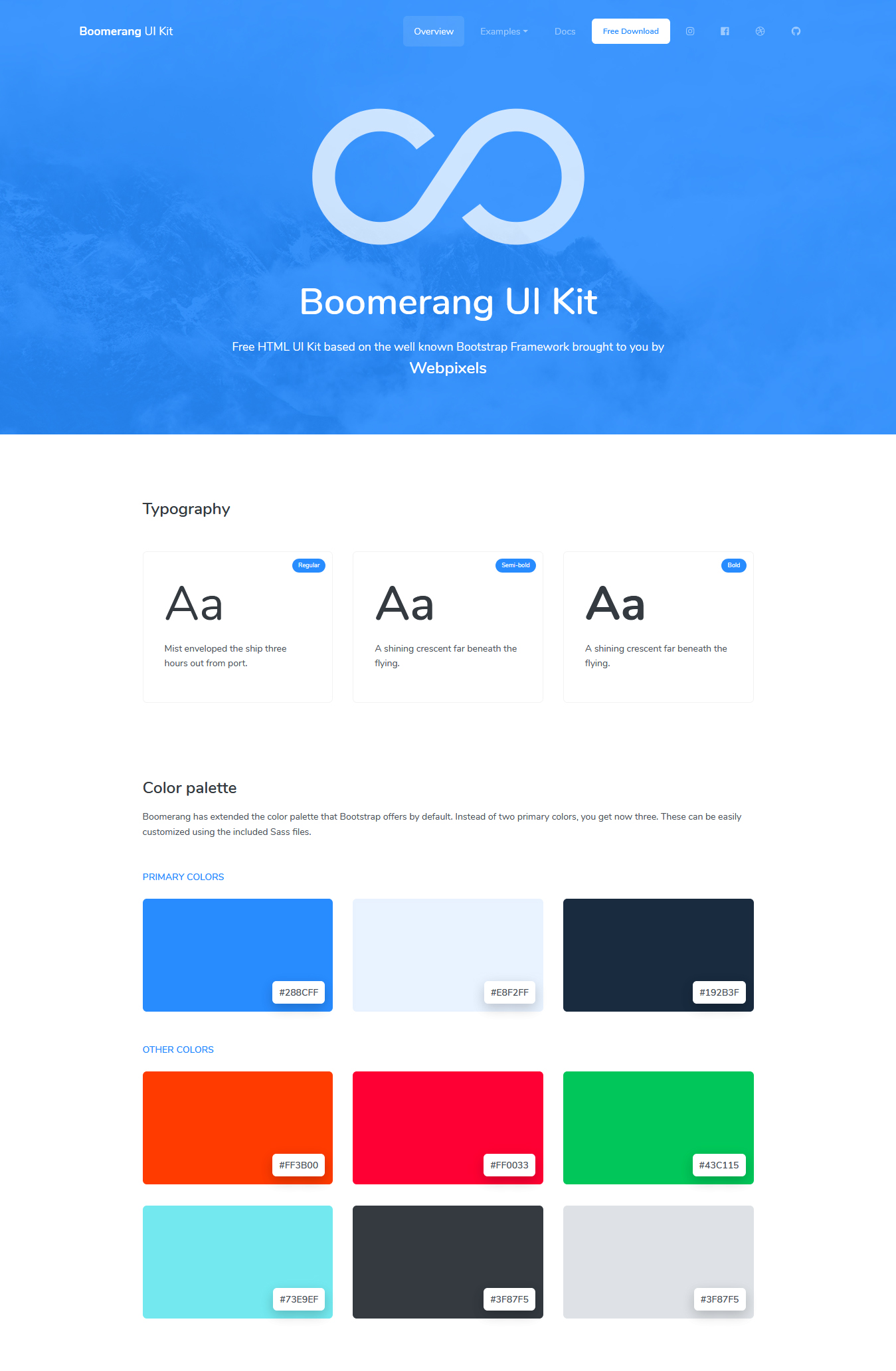 Boomerang UI - Free Bootstrap Framework And Theme By Webpixels On Dribbble