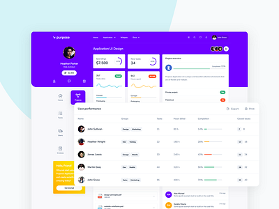 Project page from Purpose Application UI Kit