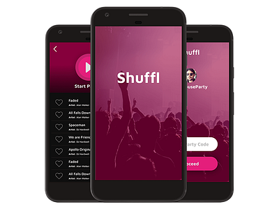 Shuffl - Play your own music at a party app design mobileui music app design music player party app ux