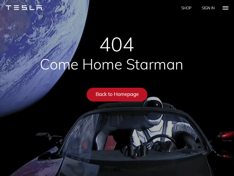 404 Page: Daily UI #008 404page animation starman tesla ui