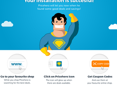 Successful Installation Page desktop hero landing page mascotte visual design web