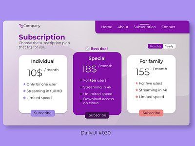 DailyUI - pricing section