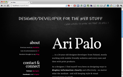 aripalo.fi redesign css3 html5 less framework web design
