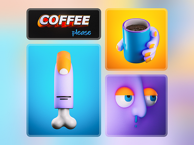 Coffee 3d blender design ills illustration