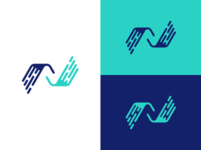 N + Digital Flow branding chile digital flat letter logo symbol