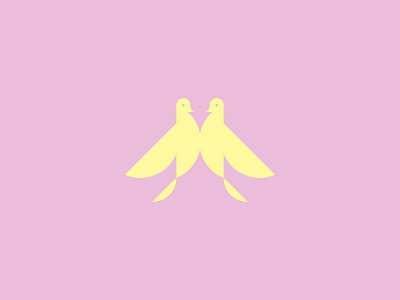 M + Bird Couple birds branding flat illustration logo symbol