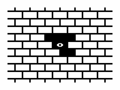 Eye see you brick eye illustration vector wall watching