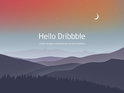 First Shot! dribbble first flat hello moon mountain play river shot